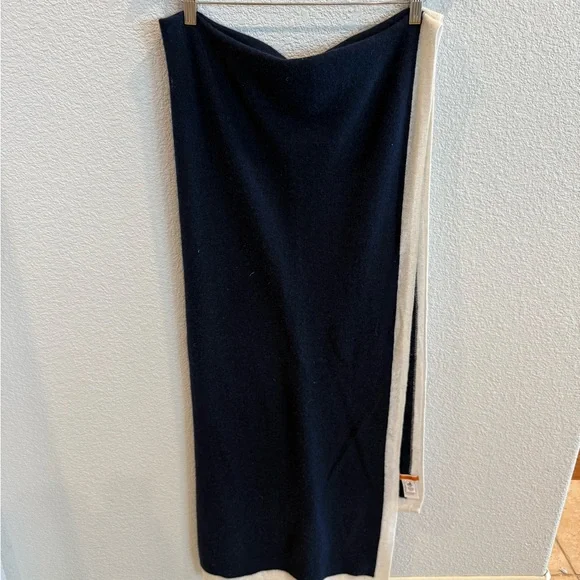 J. Crew Cashmere Navy and Cream Wrap - Picture 3 of 5